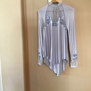Free People Long Sleeve Blue Top M - Like NEW